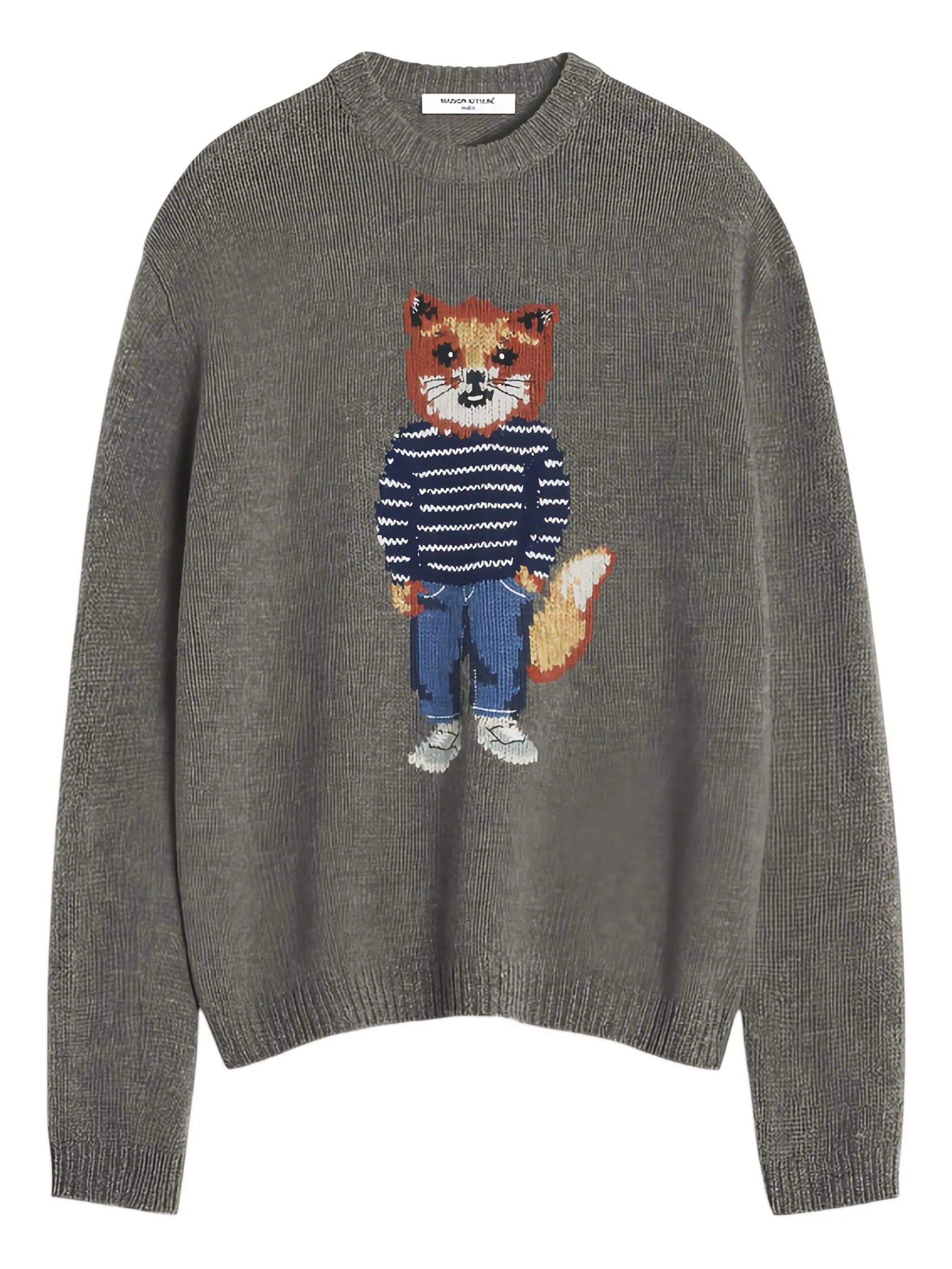 DRESSED FOX INTARSIA WOOL JUMPER