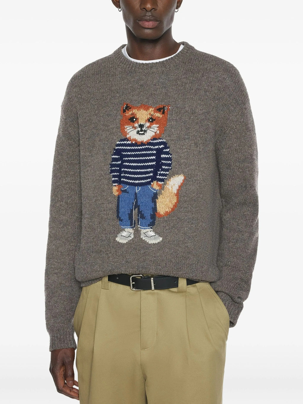 DRESSED FOX INTARSIA WOOL JUMPER