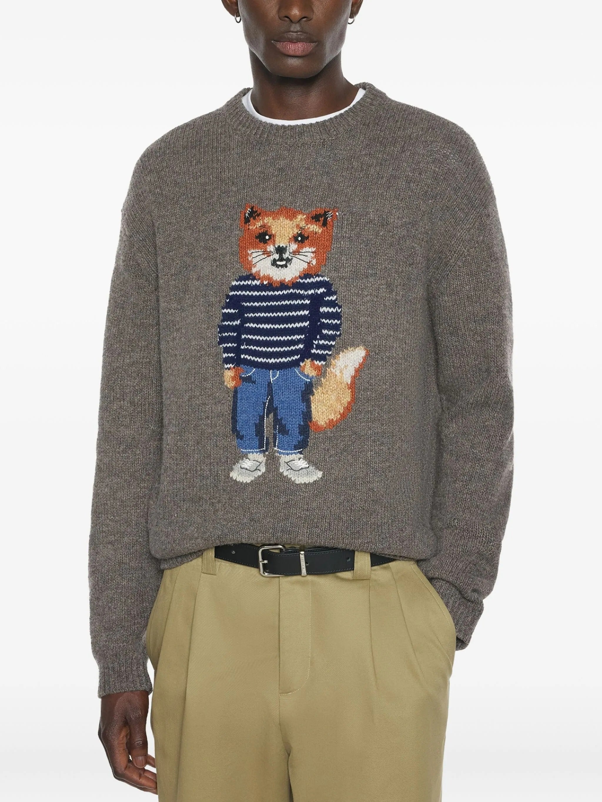 DRESSED FOX INTARSIA WOOL JUMPER