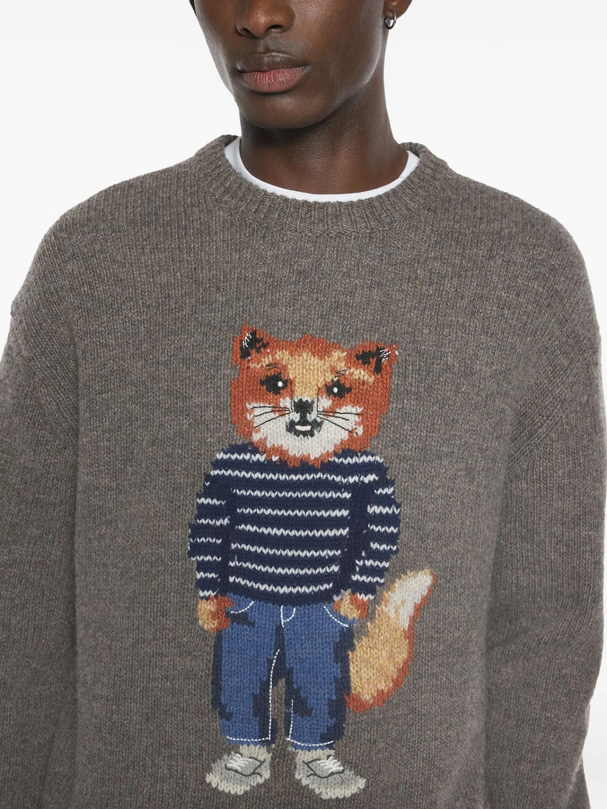 DRESSED FOX INTARSIA WOOL JUMPER