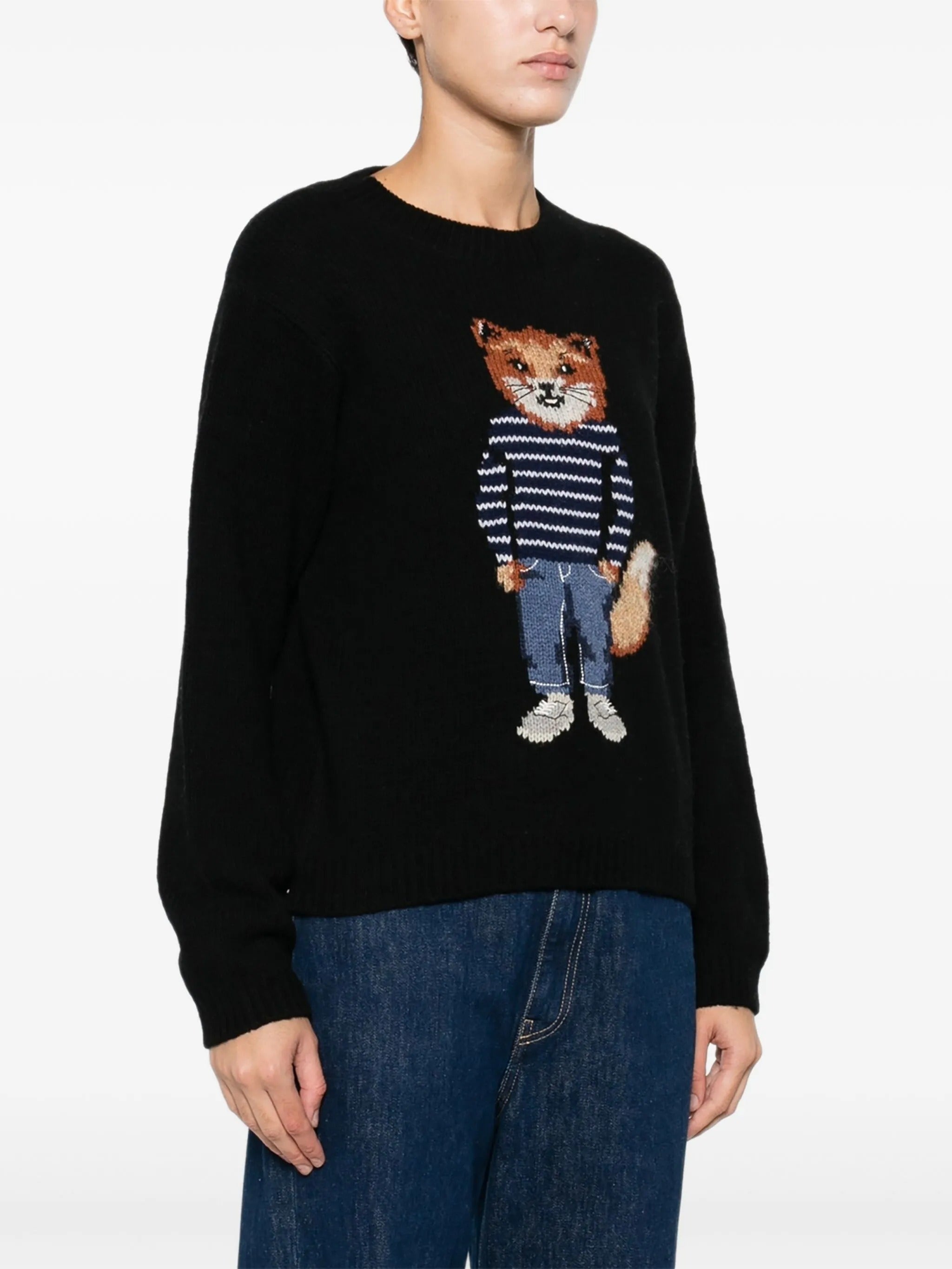 DRESSED FOX INTARSIA WOOL JUMPER