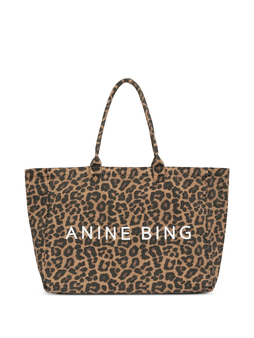 LEO CANVAS TOTE  BLACK AND BROWN LEOPARD