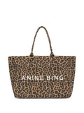 LEO CANVAS TOTE  BLACK AND BROWN LEOPARD