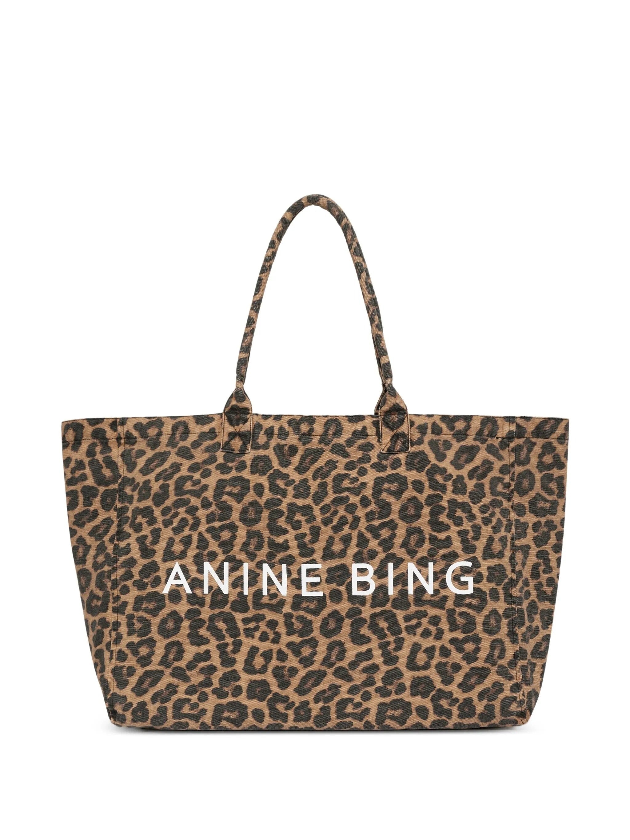 LEO CANVAS TOTE  BLACK AND BROWN LEOPARD