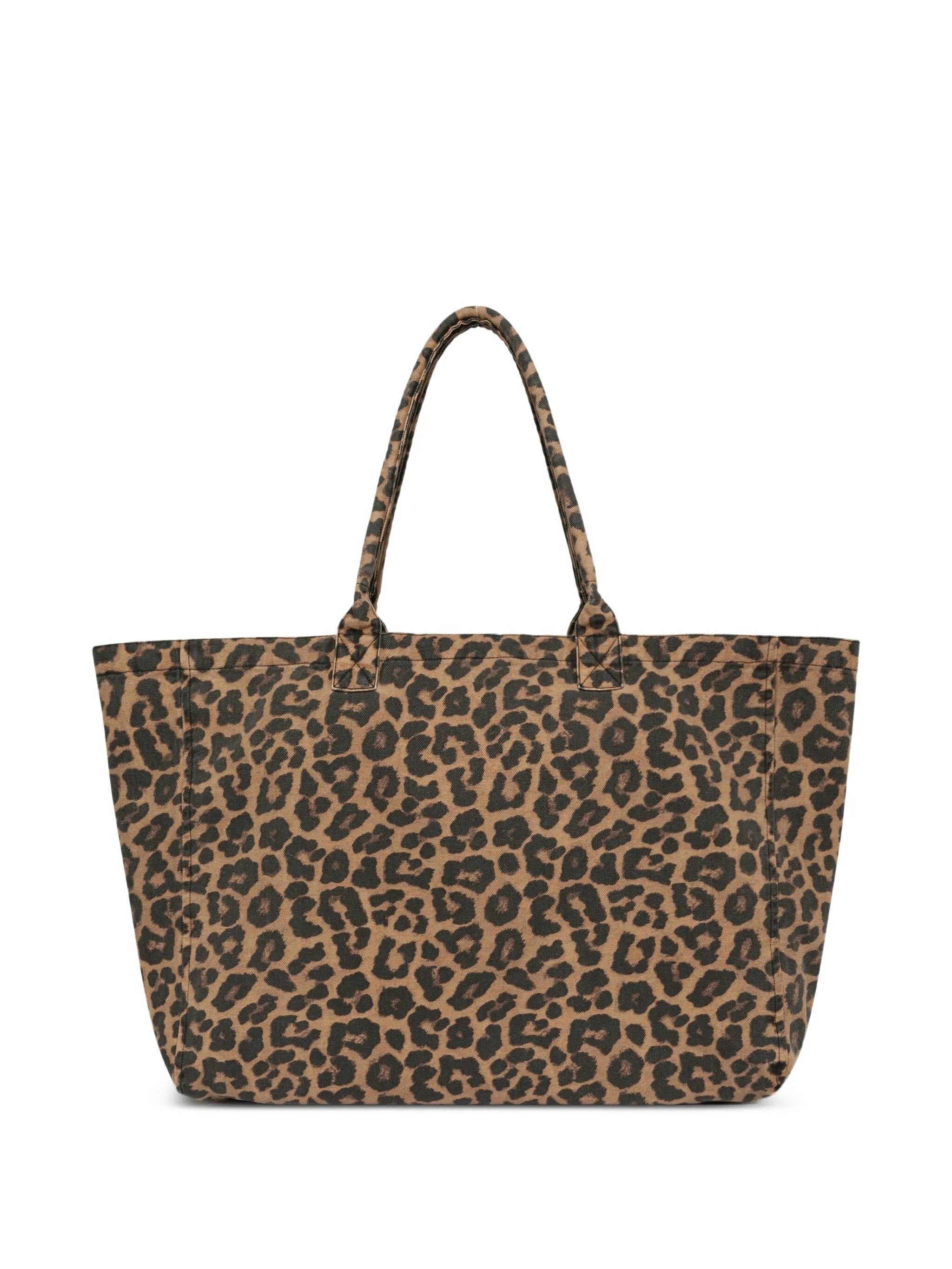 LEO CANVAS TOTE  BLACK AND BROWN LEOPARD