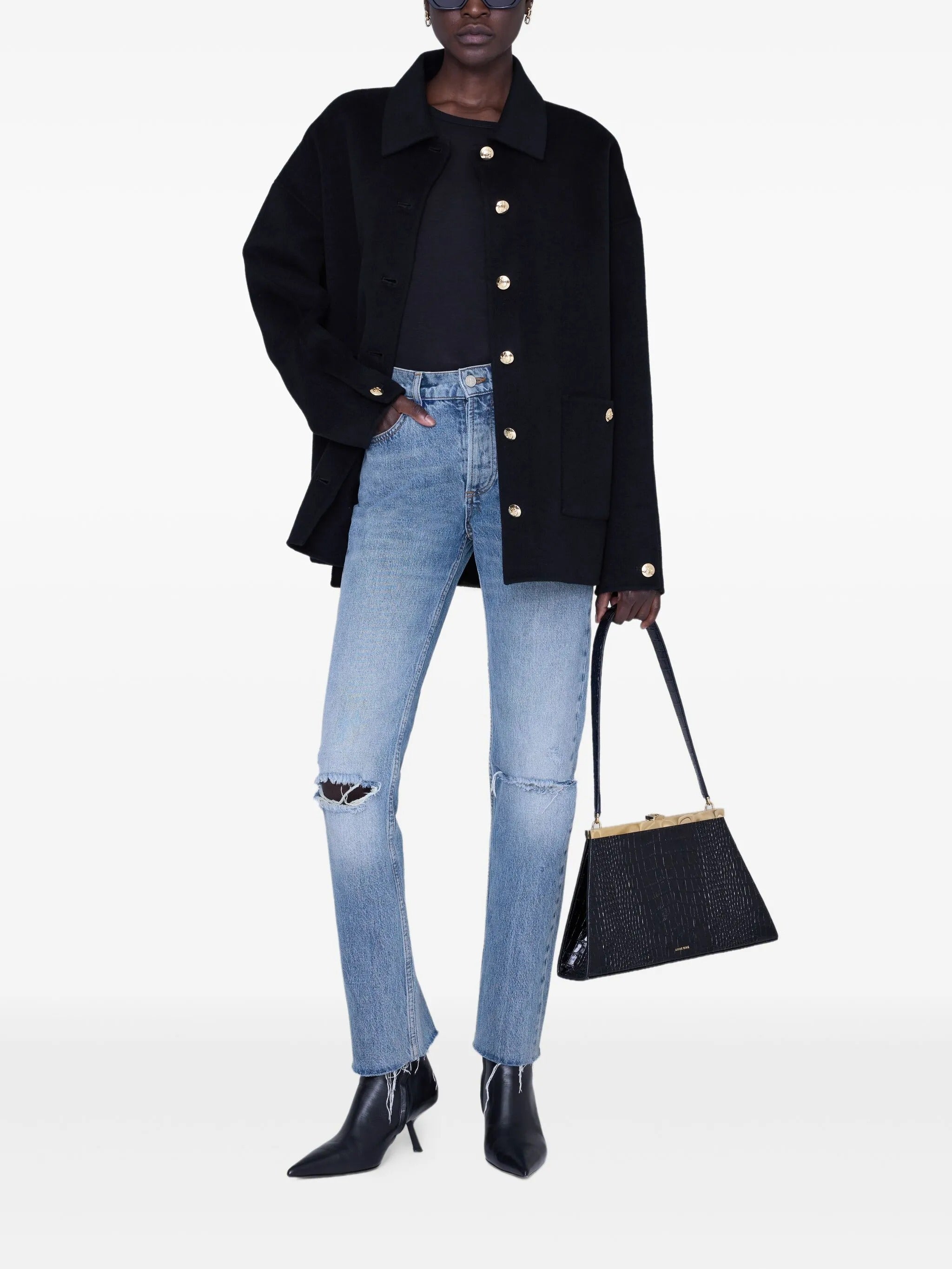 SYLVIE LONG SLEEVE TEE - BLACK