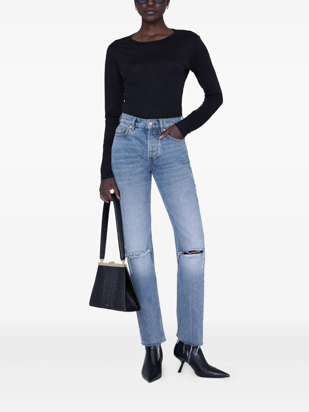 SYLVIE LONG SLEEVE TEE - BLACK