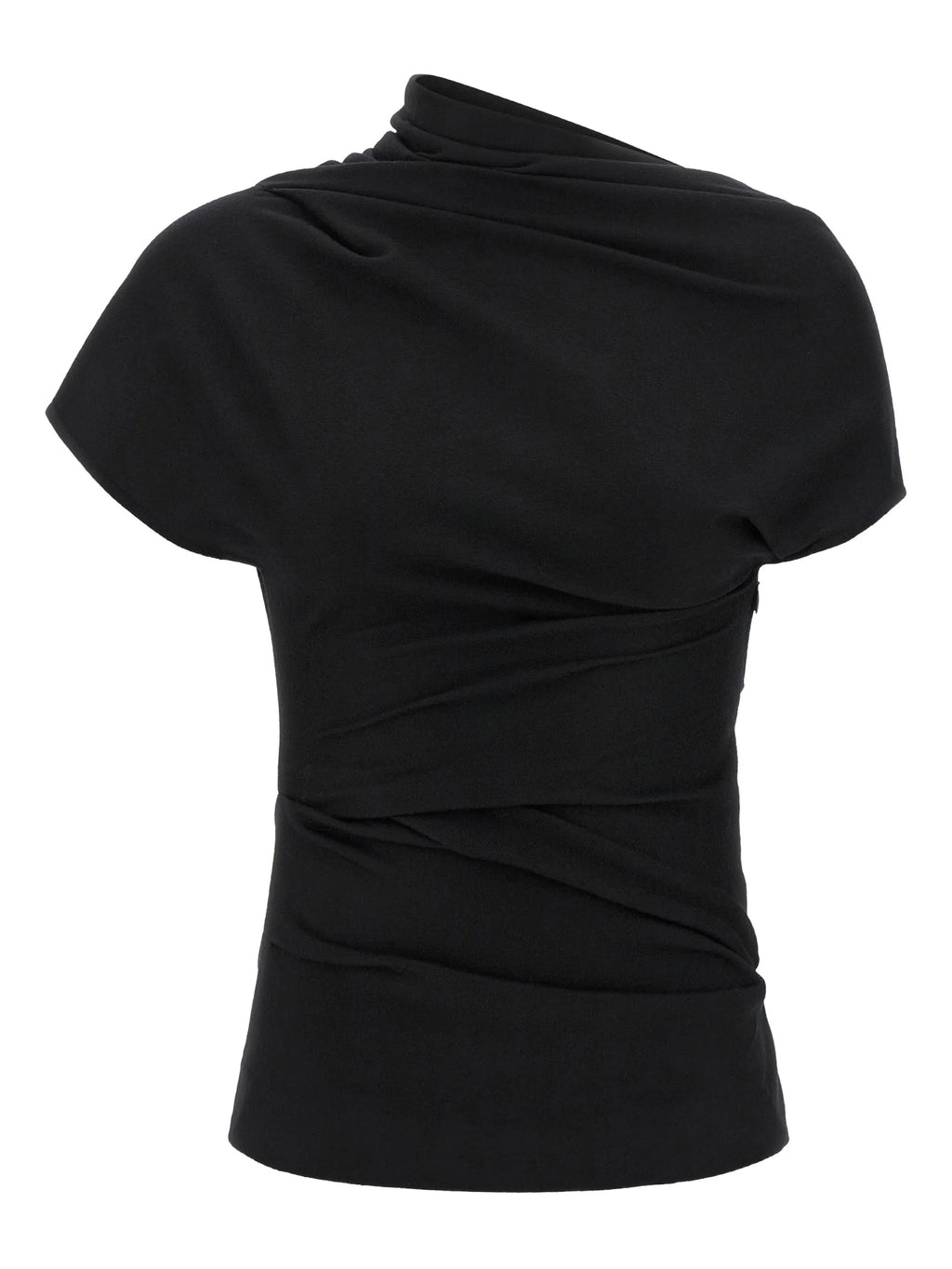 SIDE DRAPE TOP BLACK