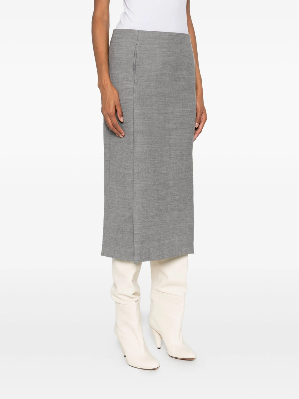 TAILORED MIDI SKIRT WARM GRAY