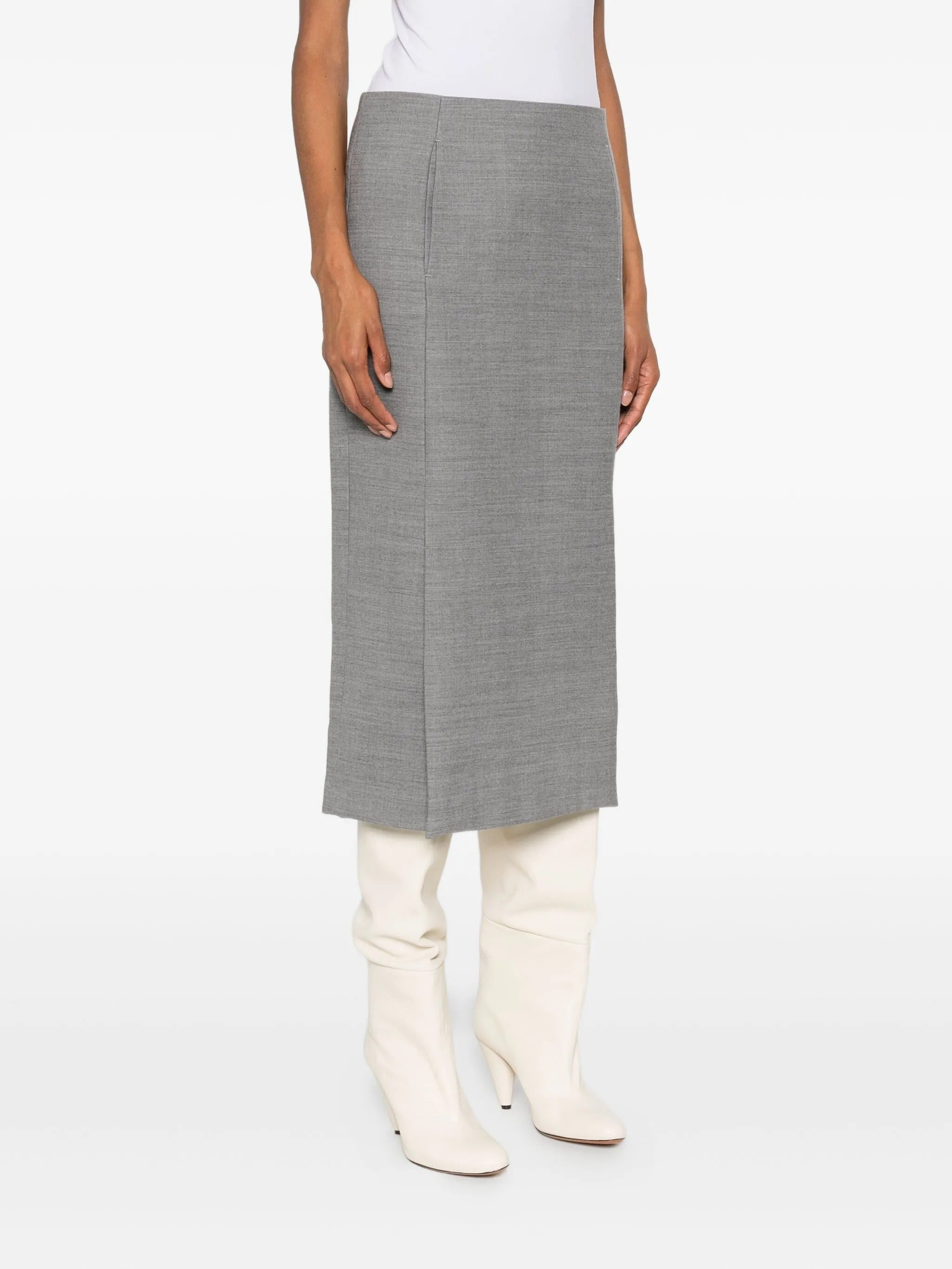 TAILORED MIDI SKIRT WARM GRAY