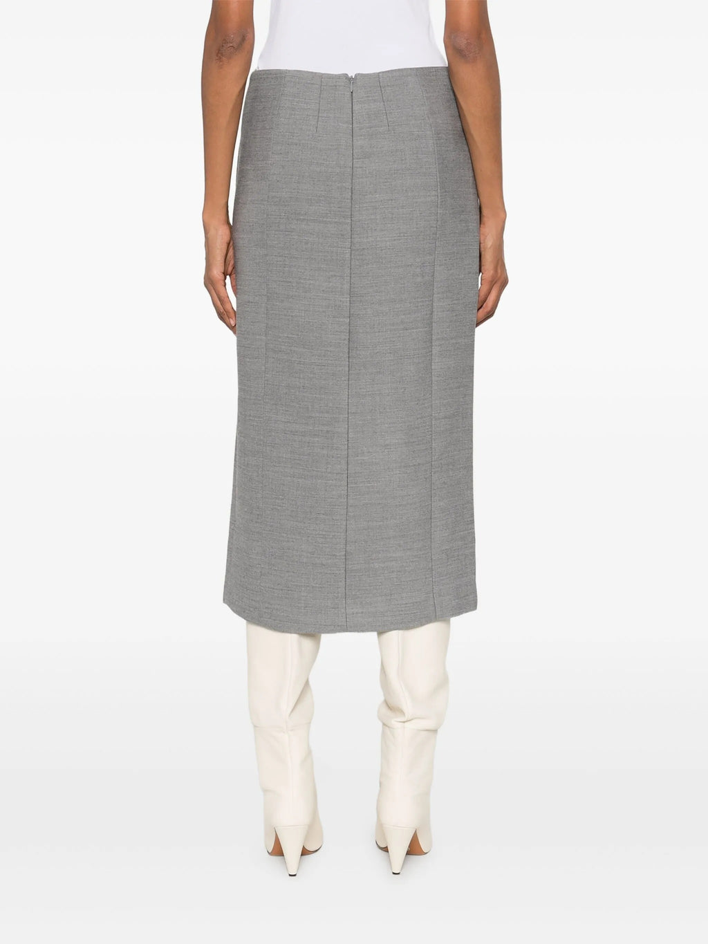 TAILORED MIDI SKIRT WARM GRAY