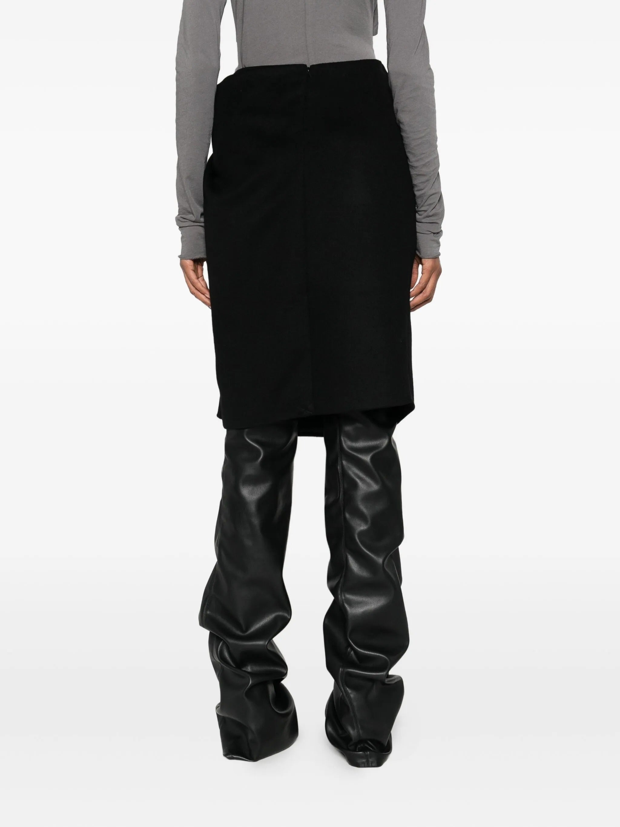 CREASE SKIRT BLACK WOOL