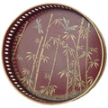 HAND-PAINTED IRON TRAY-RED BAMBOO