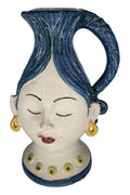HAND-PAINTED CERAMIC JUG- BLUE HAIR