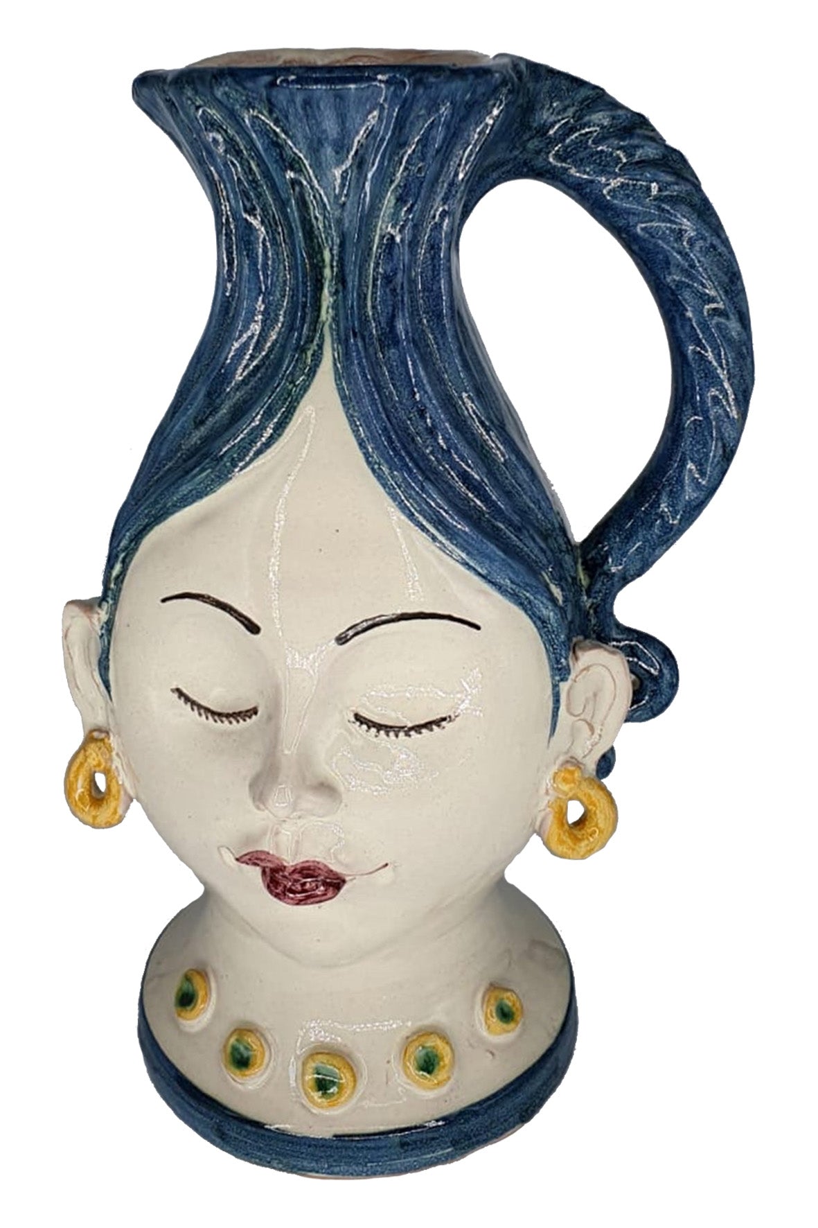 HAND-PAINTED CERAMIC JUG- BLUE HAIR