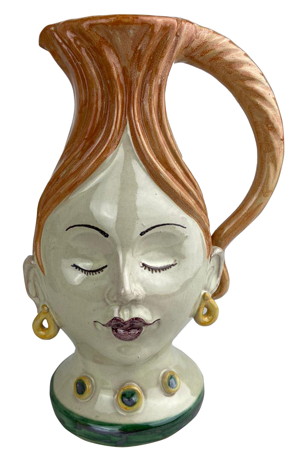 HAND-PAINTED CERAMIC JUG-ORANGE HAIR