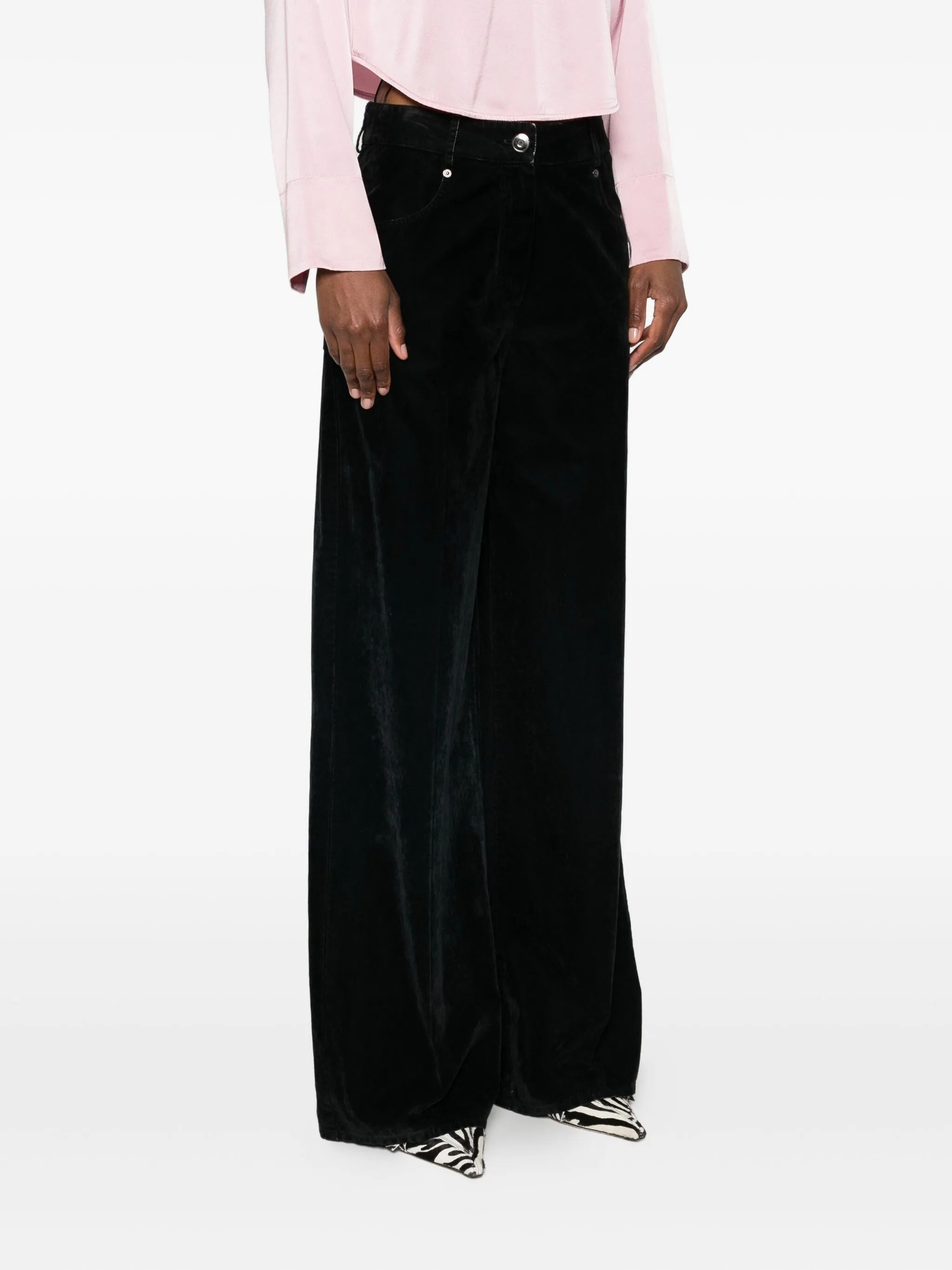 flocked cotton 5 pockets pants