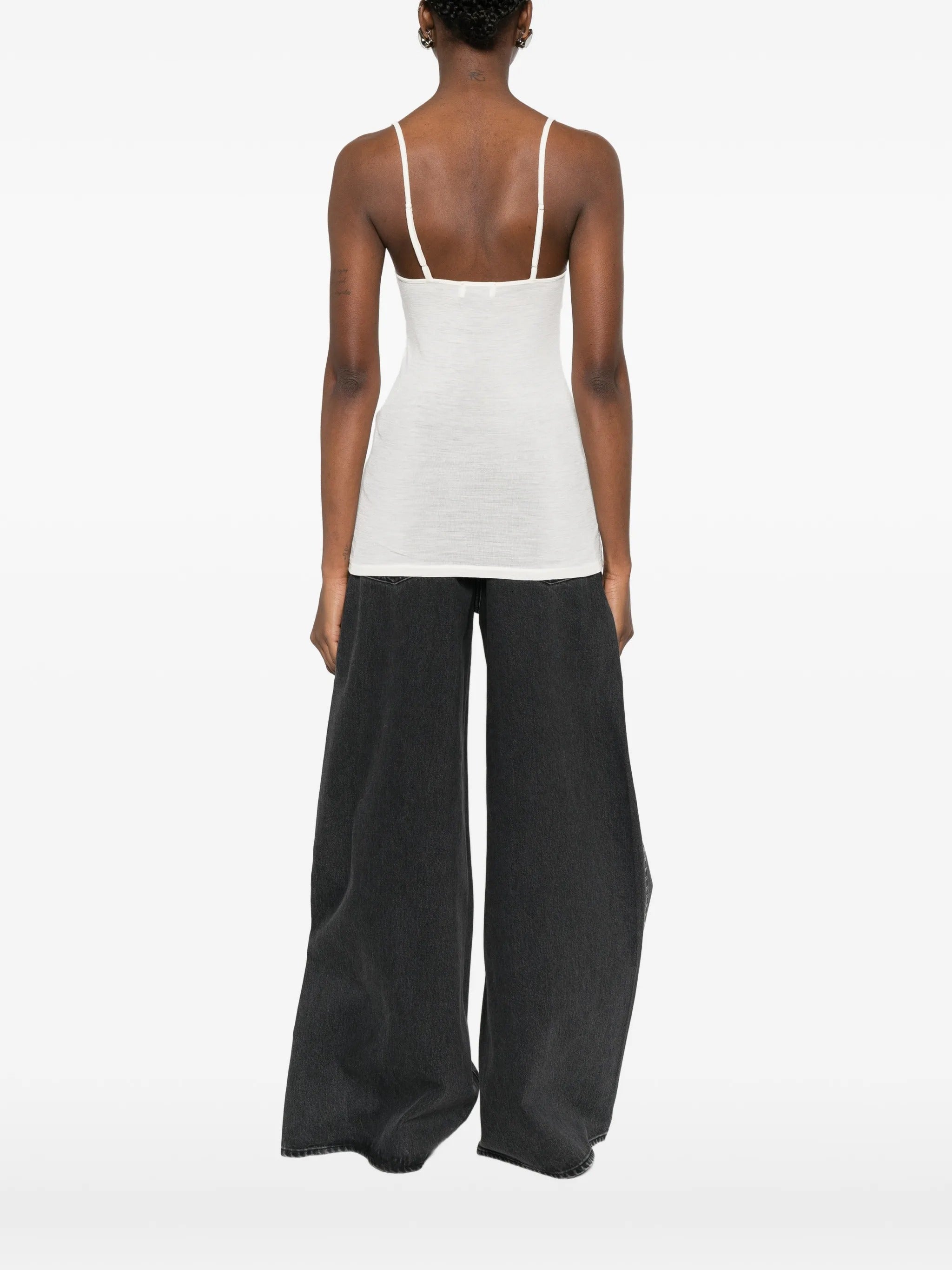 embroidered wool ribbed jersey tank top