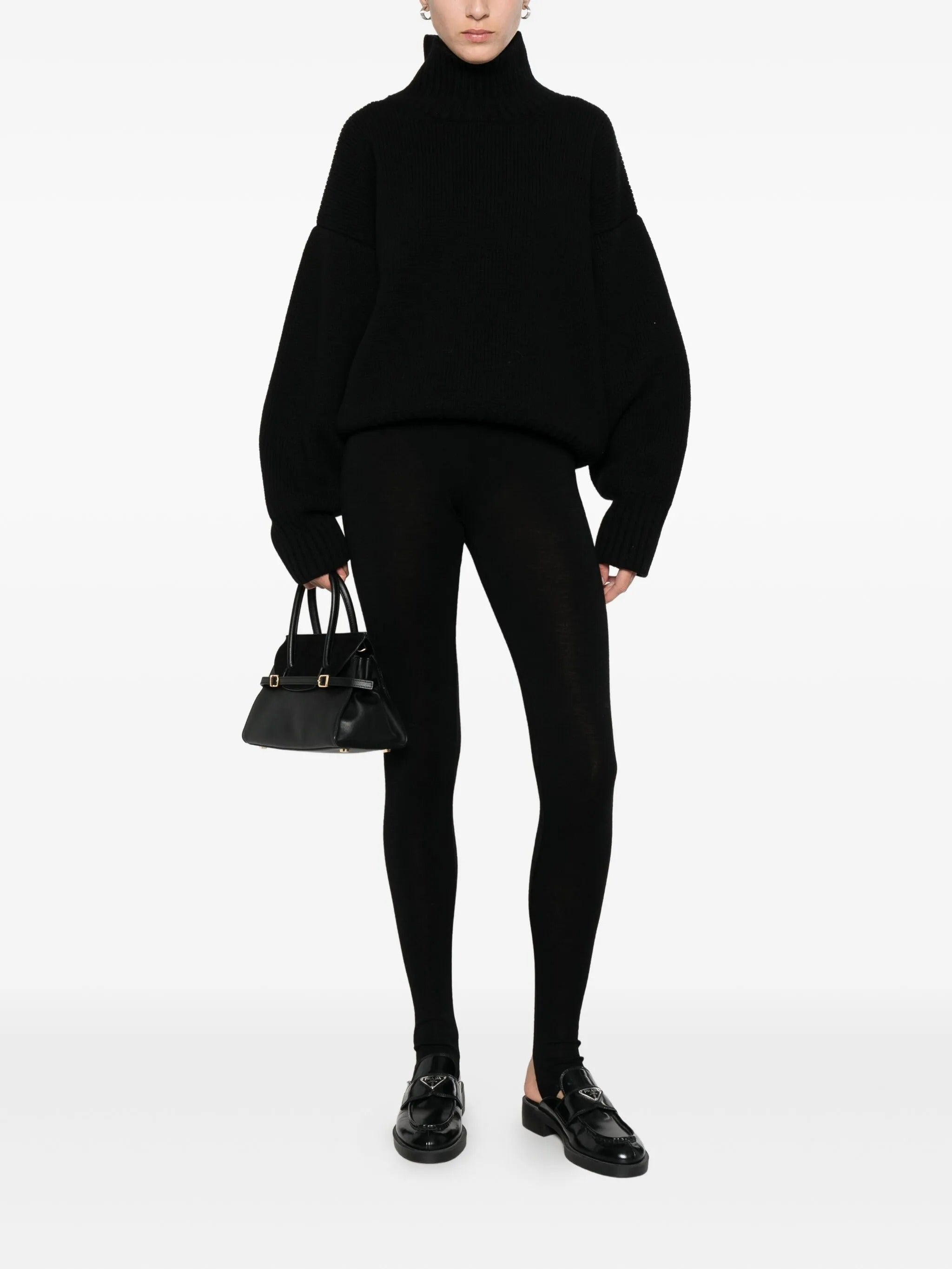 wool ribbed jersey leggings with spats