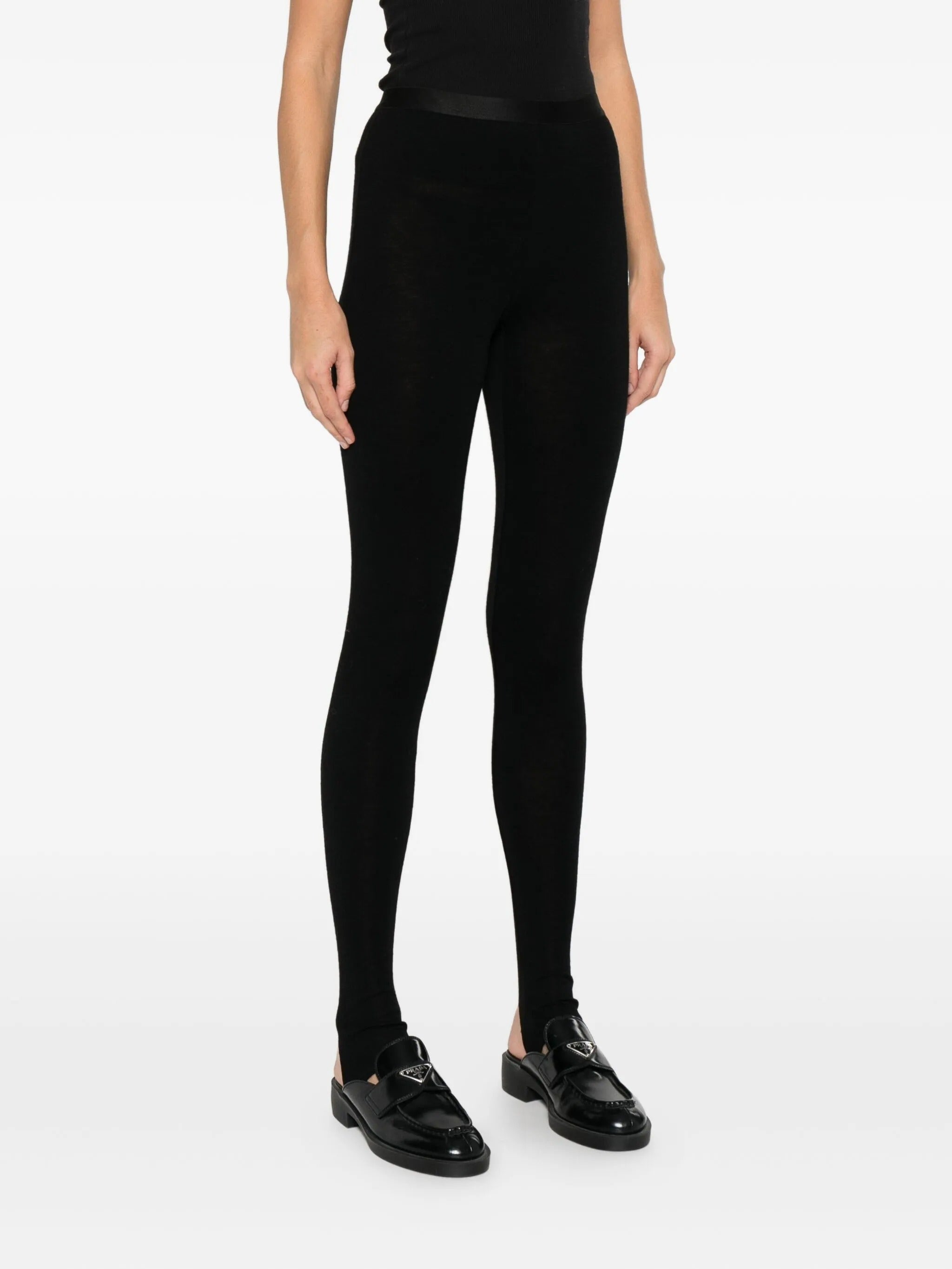 wool ribbed jersey leggings with spats