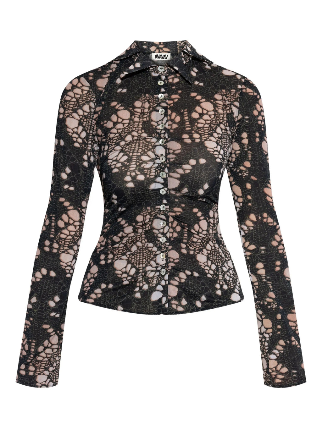 spiky printed distressed knit