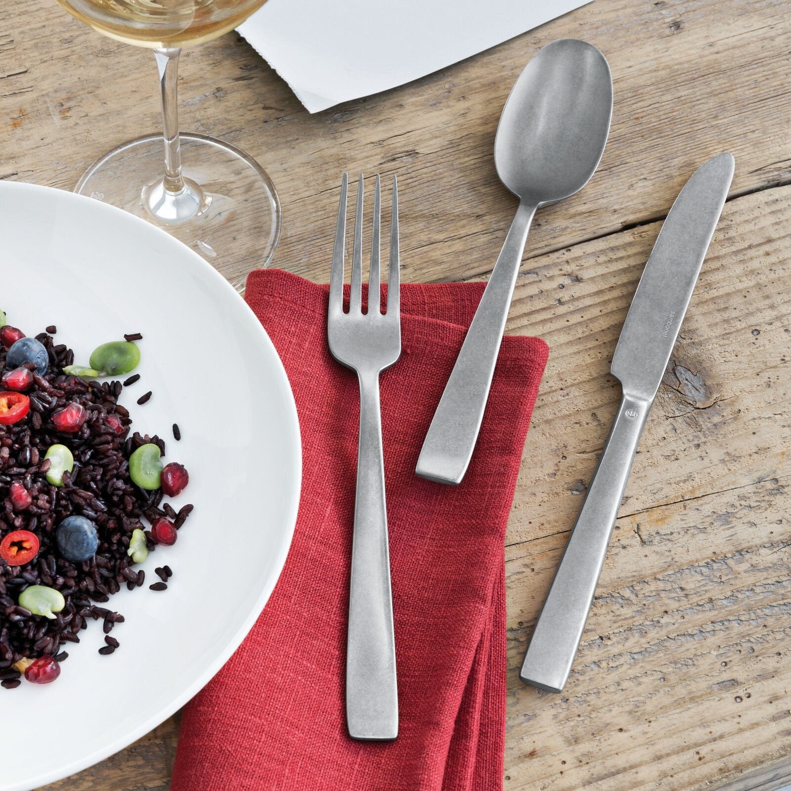 Servizio 24 Pz Monoblocco Flat Vintage Inox