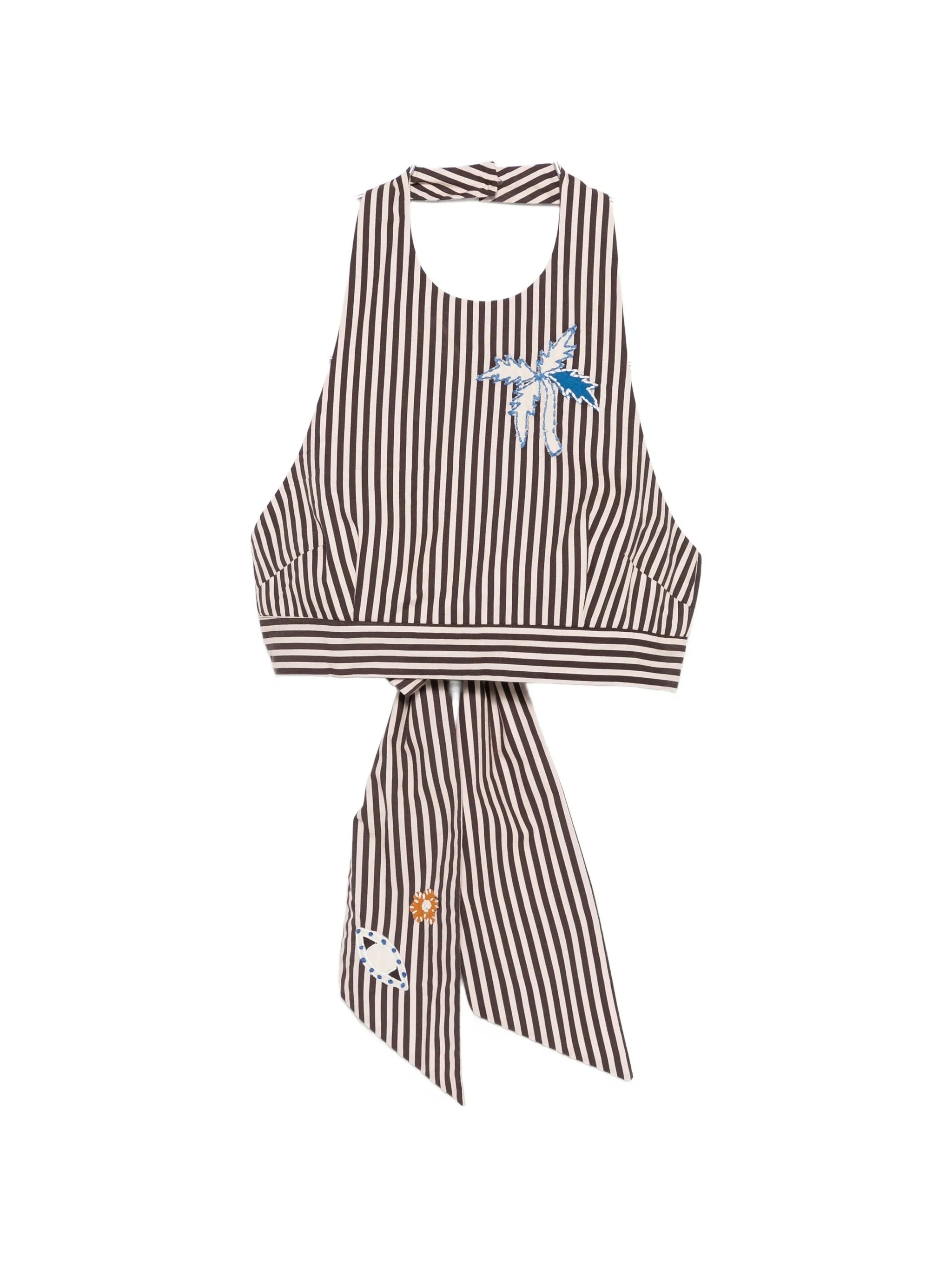 SIROCCO EMBROIDERED HALTER TOP