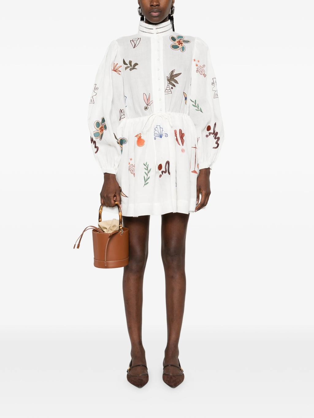 MINA EMBROIDERED MINI DRESS