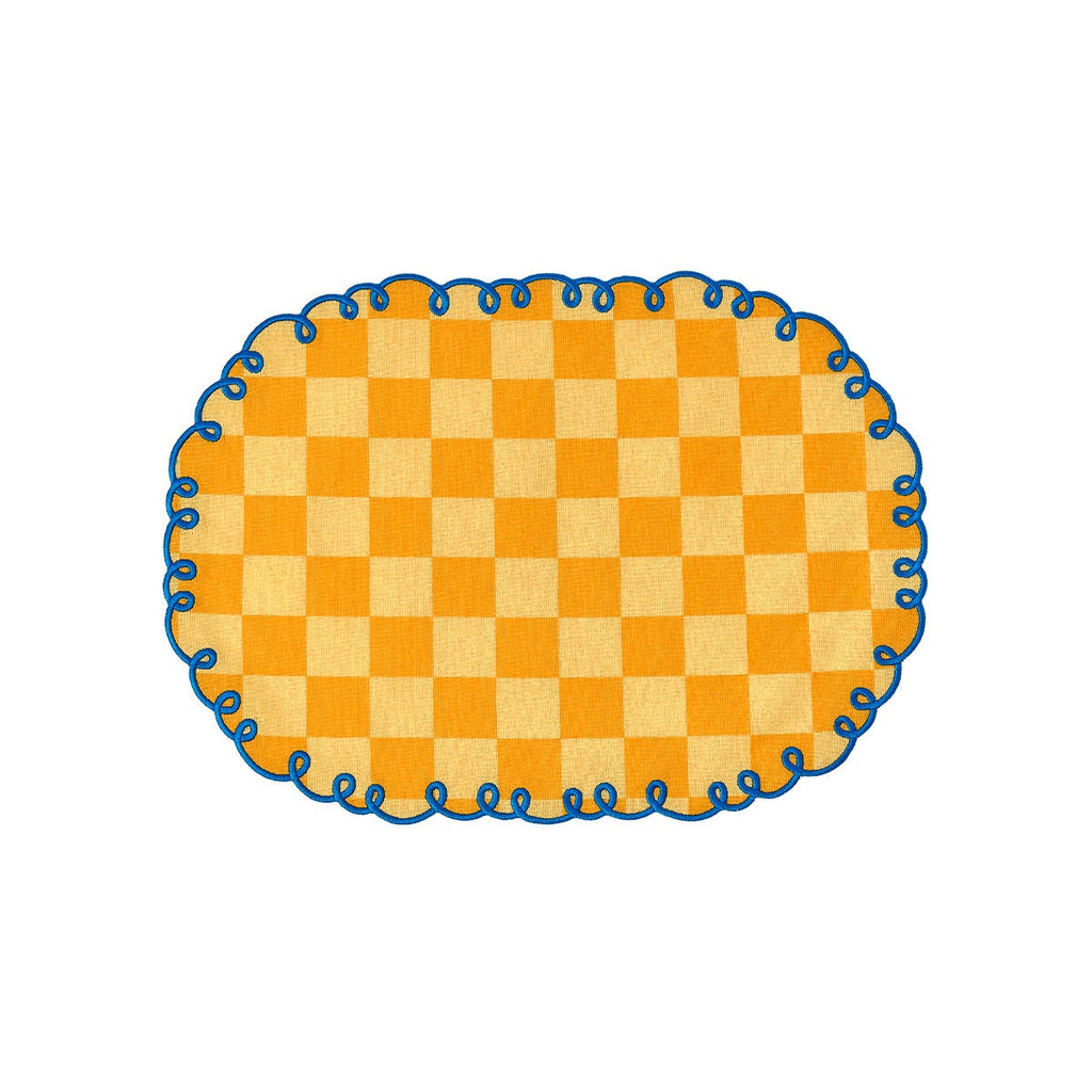 SET 2 TOV 48X35 GIALLO/OCRA BORDO BLU