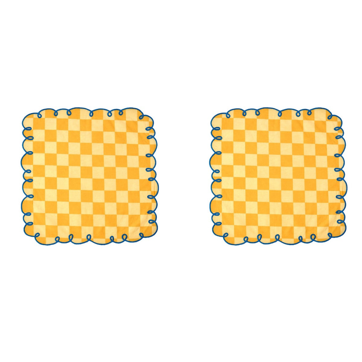 SET 2 TOV.LI 45X45 GIALLO/OCRA BORDO BLU