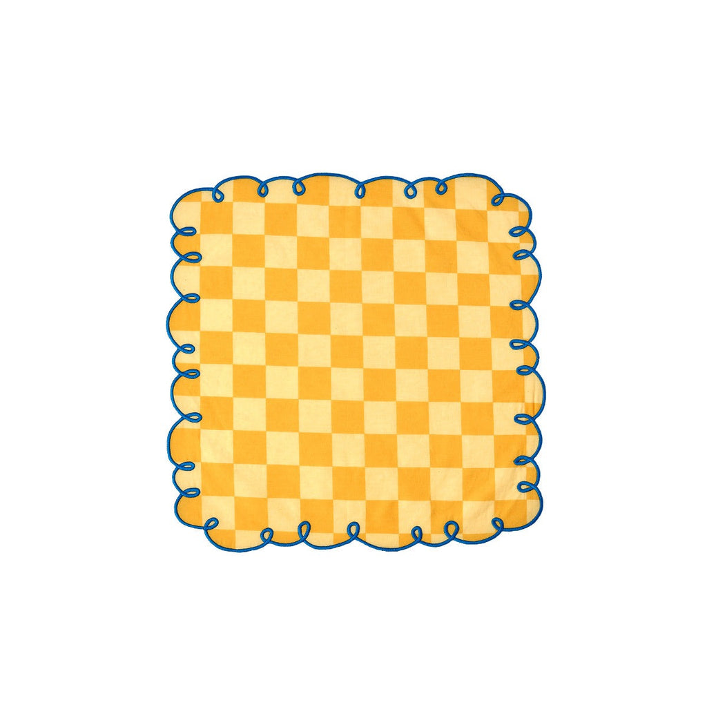 SET 2 TOV.LI 45X45 GIALLO/OCRA BORDO BLU