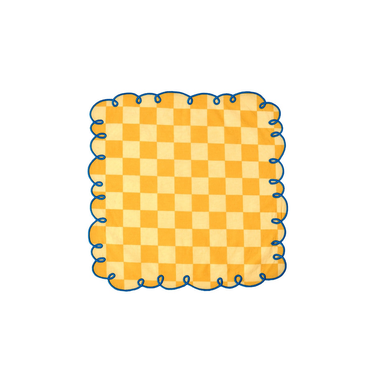 SET 2 TOV.LI 45X45 GIALLO/OCRA BORDO BLU