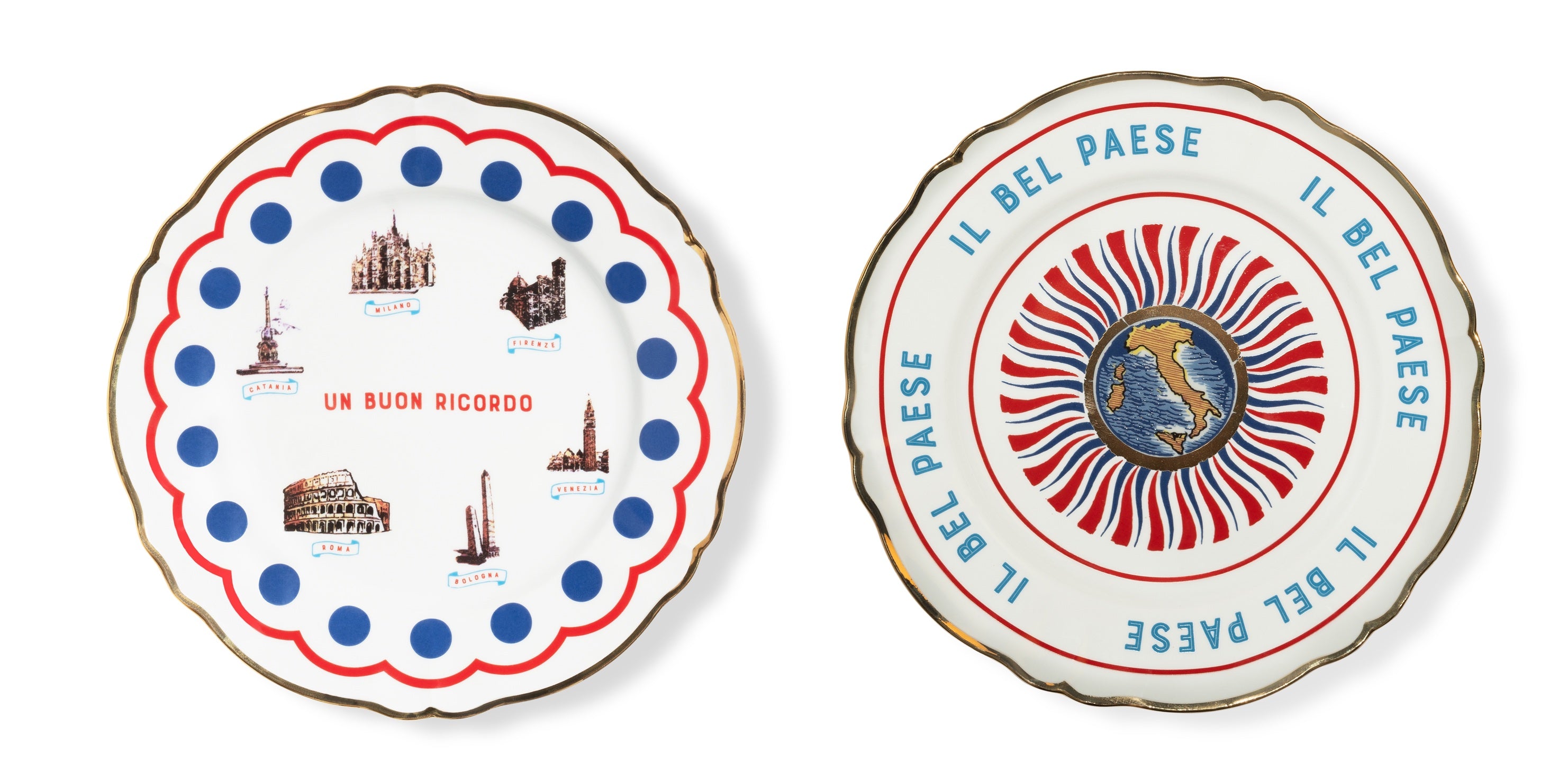 SET 2 PZ. - PIATTO PIANO 26,5 CM - MONUMENTI, ITALIA