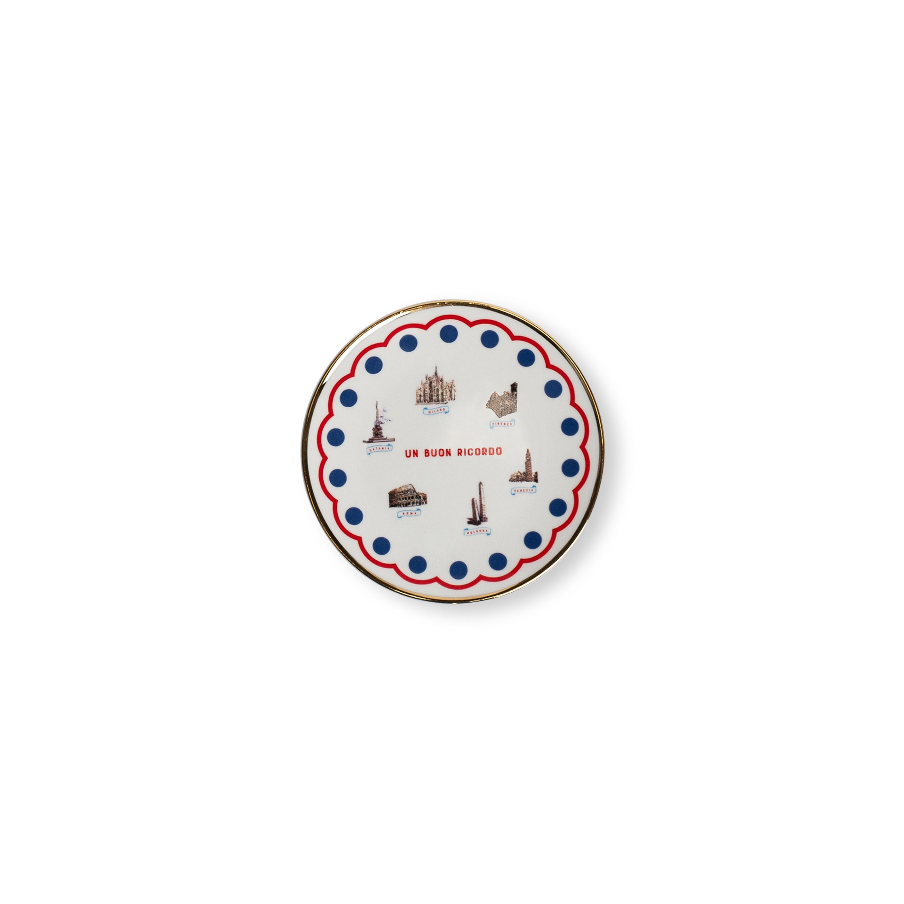 SET 4 PZ. - PIATTINO CM. 15 - MONUMENTI, ITALIA, SIRENETTA, DAVID