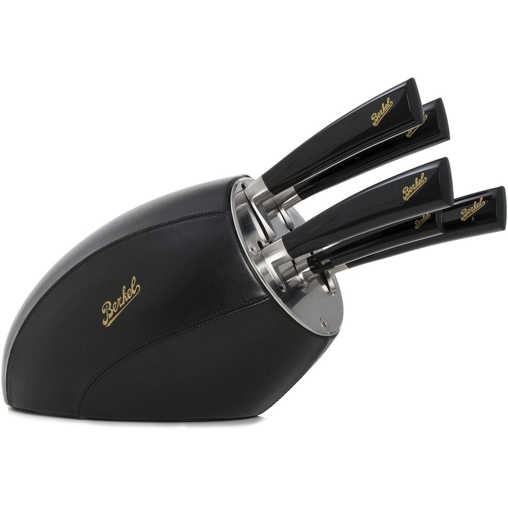 Black Leather - Block with 5 Elegance knives