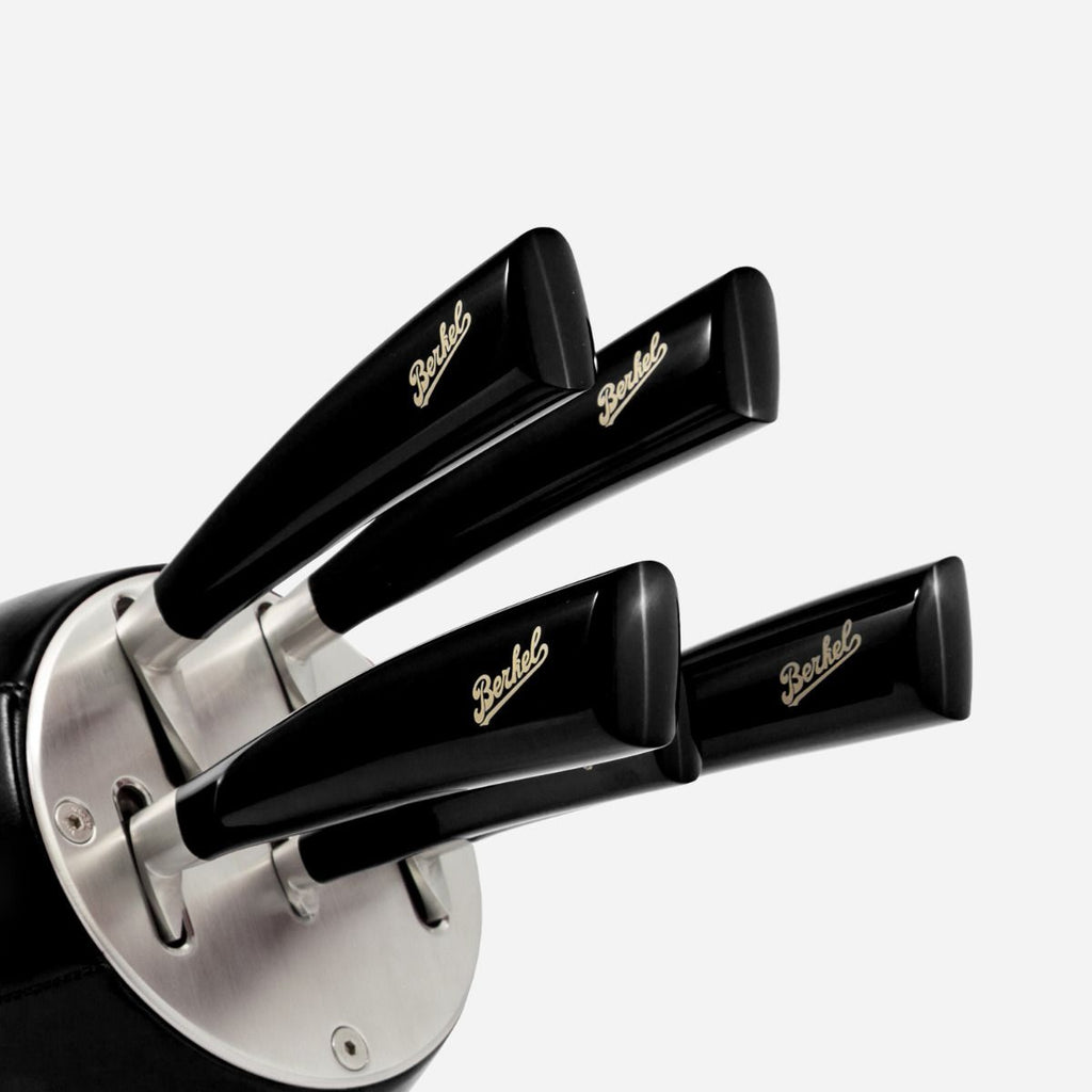 Black Leather - Block with 5 Elegance knives