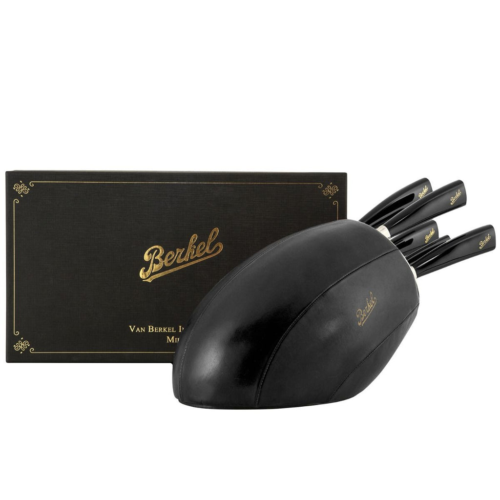 Black Leather - Block with 5 Elegance knives