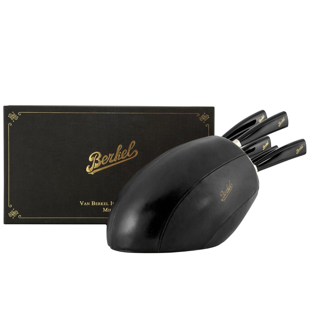 Black Leather - Block with 5 Elegance knives