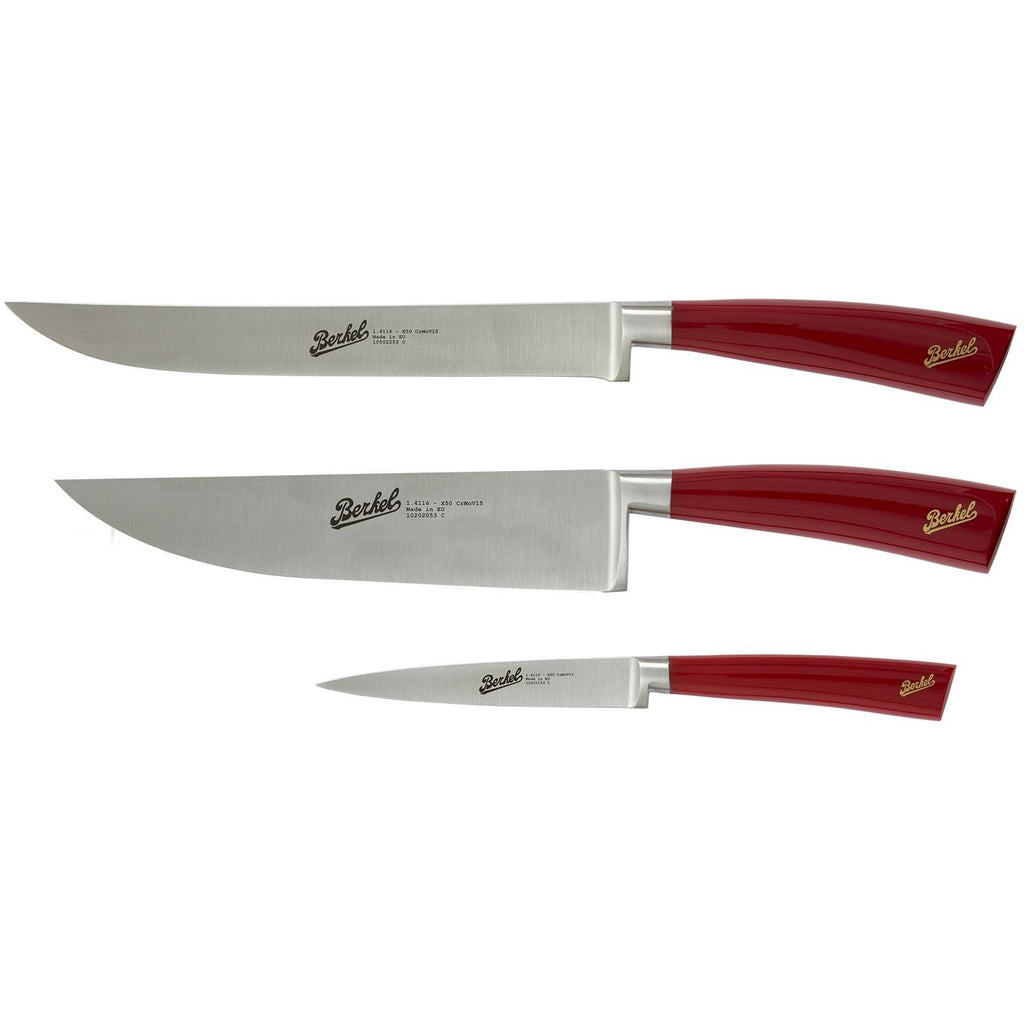 ELEGANCE CHEF SET OF 3 KNIVES RED