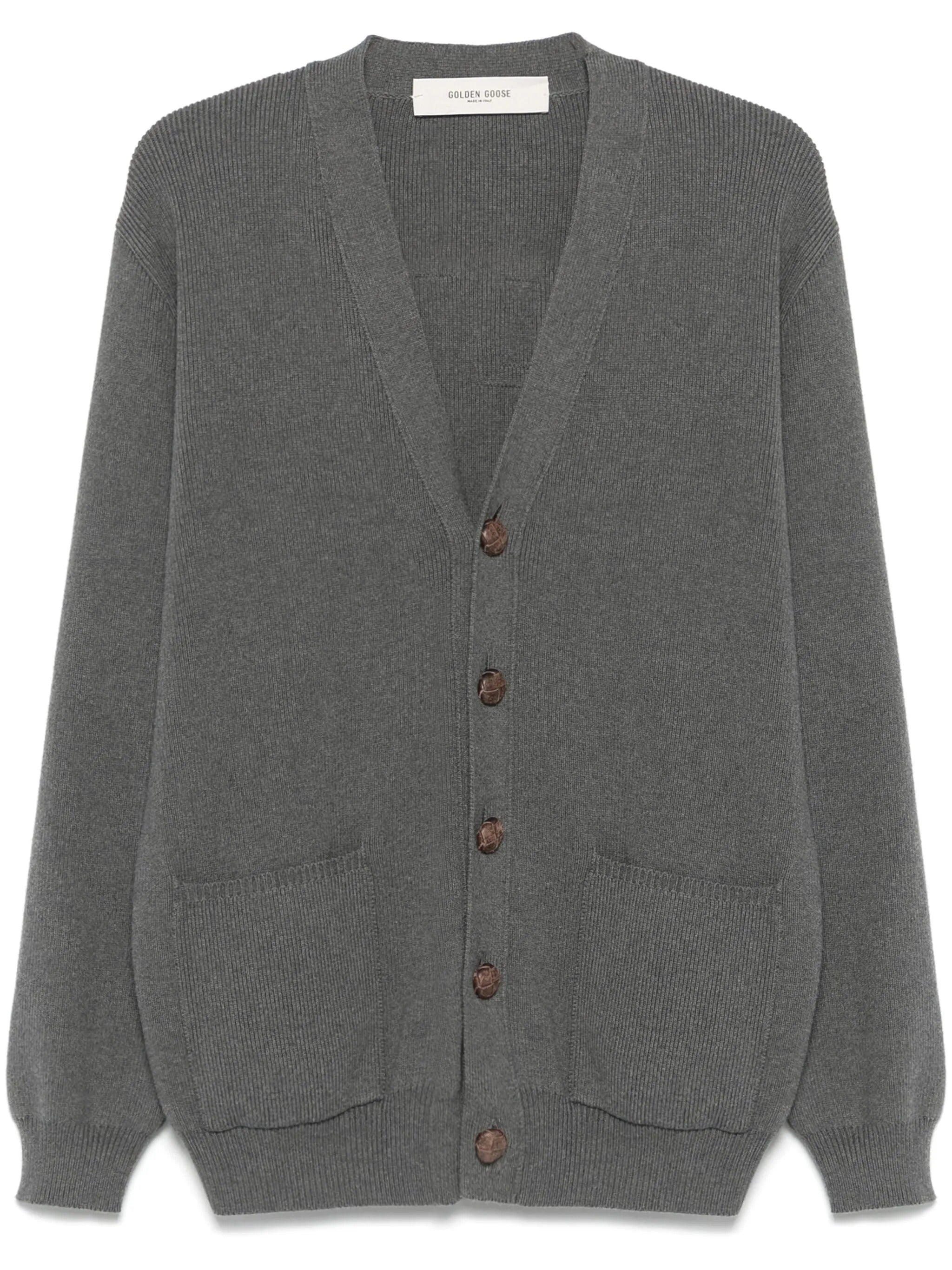 GOLDEN M`S KNIT CARDIGAN COTTON WITH LOGO
