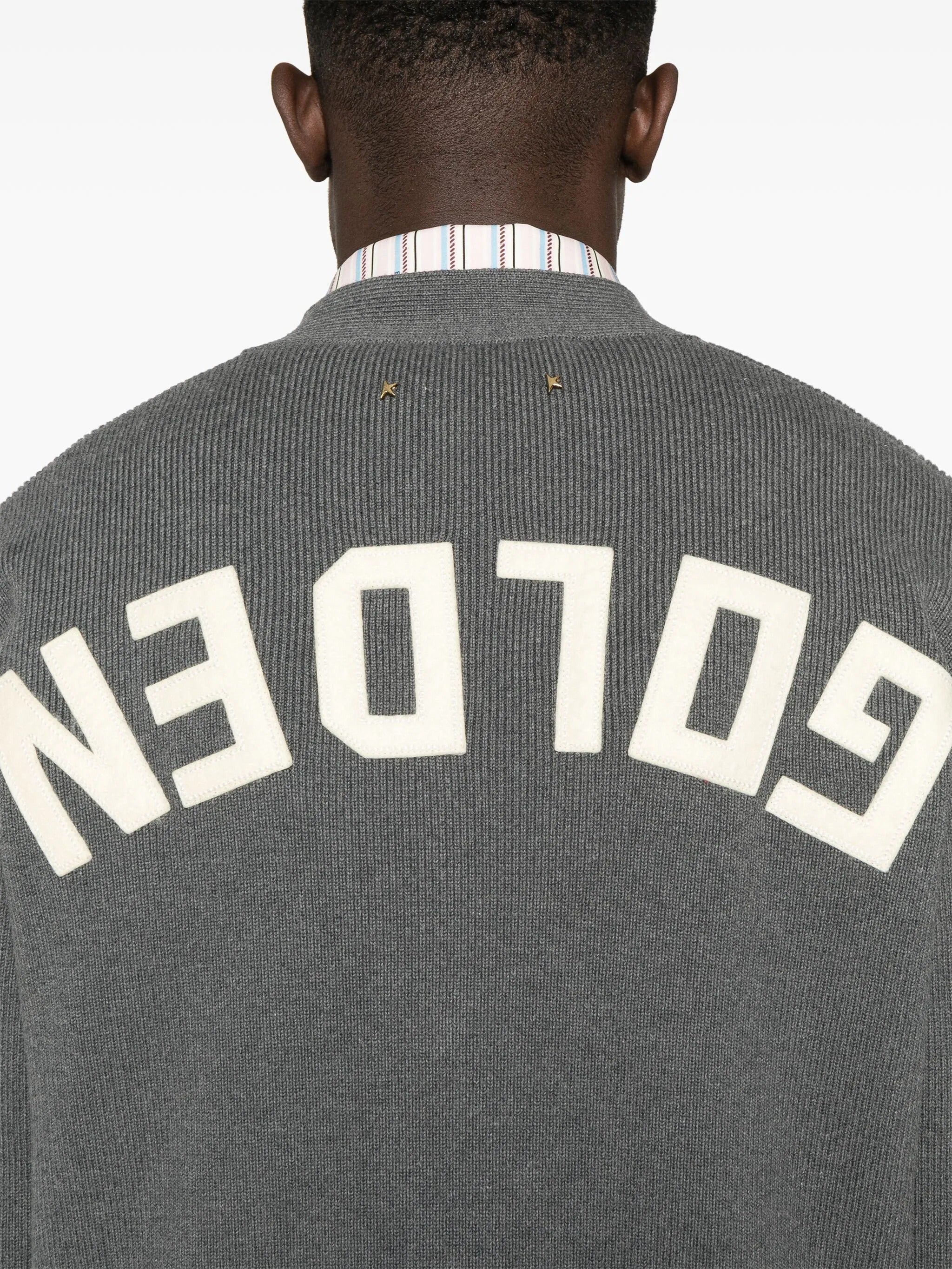 GOLDEN M`S KNIT CARDIGAN COTTON WITH LOGO