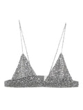 HAND MADE CROCHET  BRA COTTON YARN AND CRYSTAL MIXED SIZES BEADS