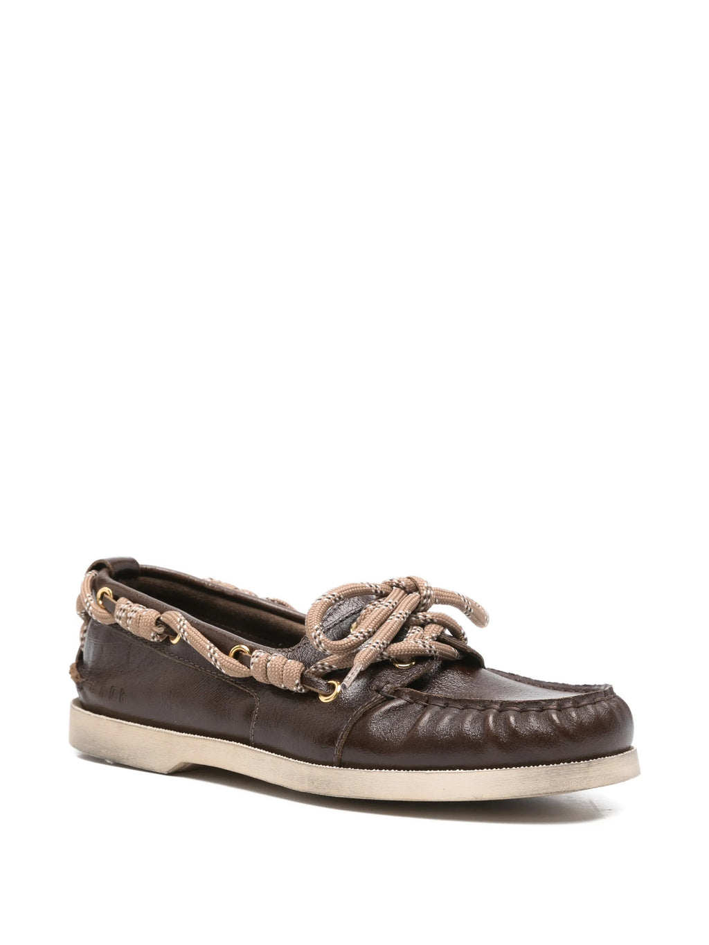 BOAT MOCASSIN  WRINKLED LEATHER UPPER WITH ACCESSORIES AND DECORATIVE LACES