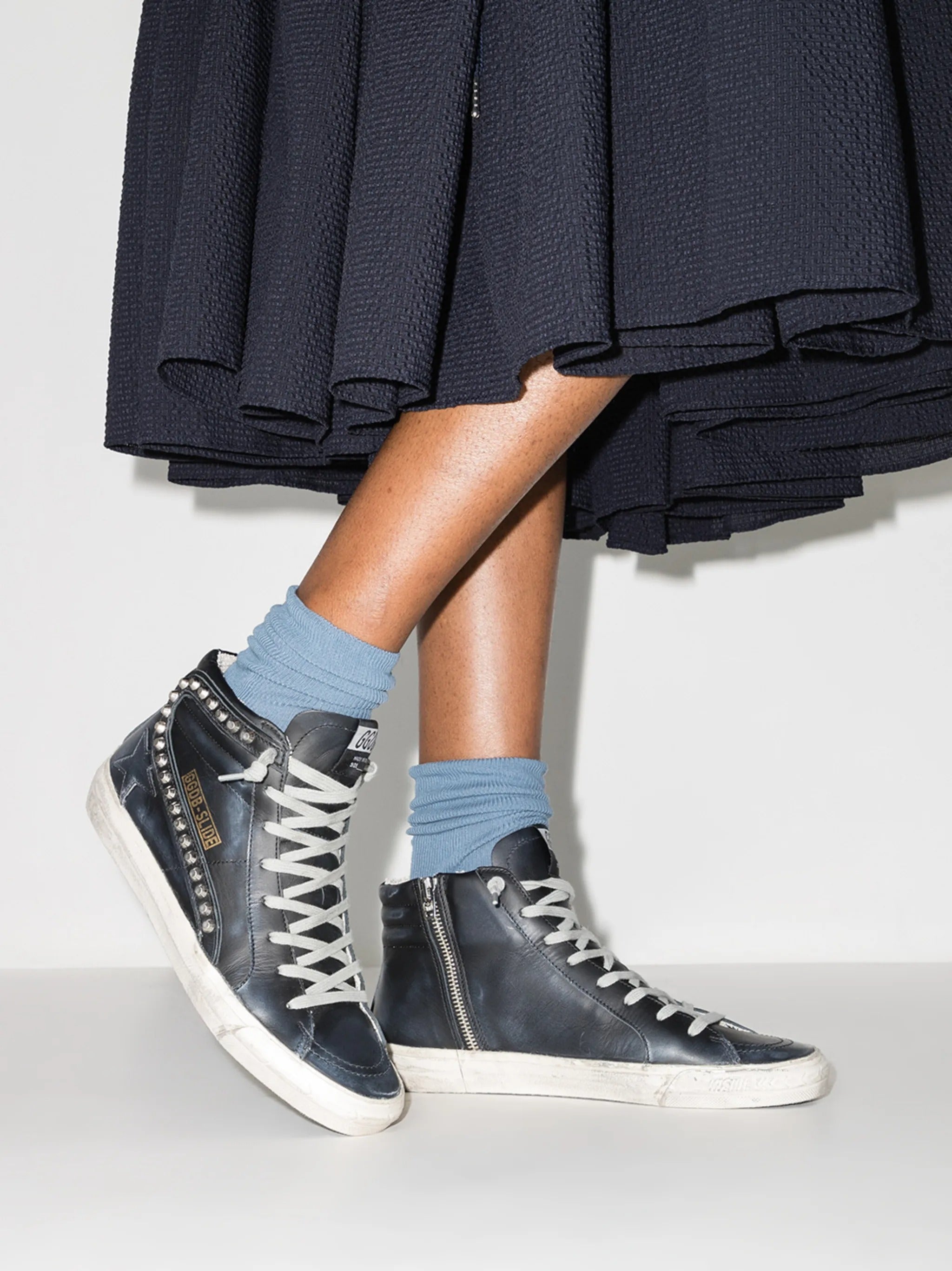 SLIDE LEATHER UPPER STAR LIST AND WAVE WITH STUDS