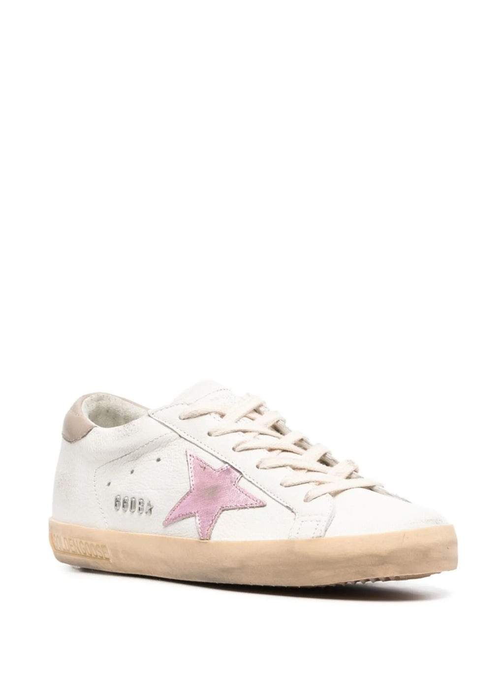 SUPER-STAR NAPPA UPPER LAMINATED STAR LEATHER HEEL METAL LETTERING