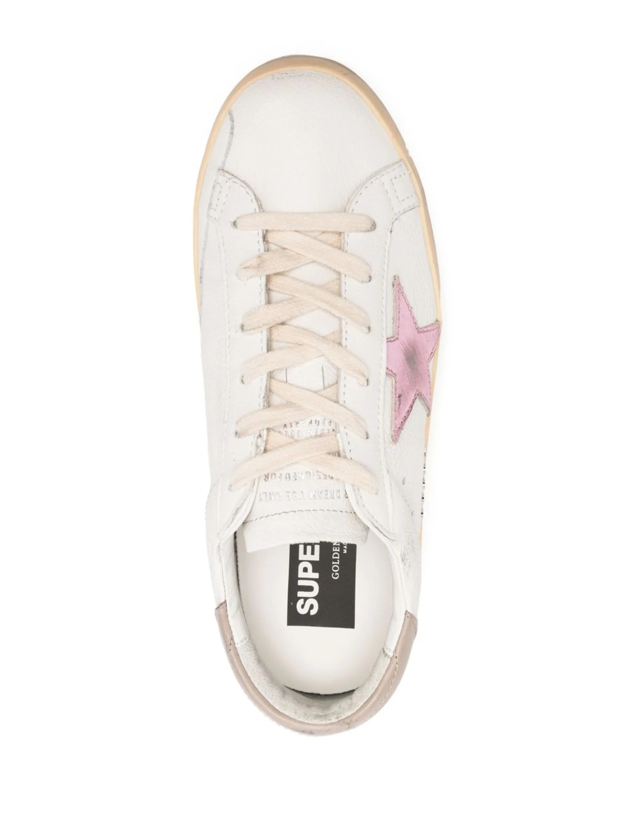 SUPER-STAR NAPPA UPPER LAMINATED STAR LEATHER HEEL METAL LETTERING