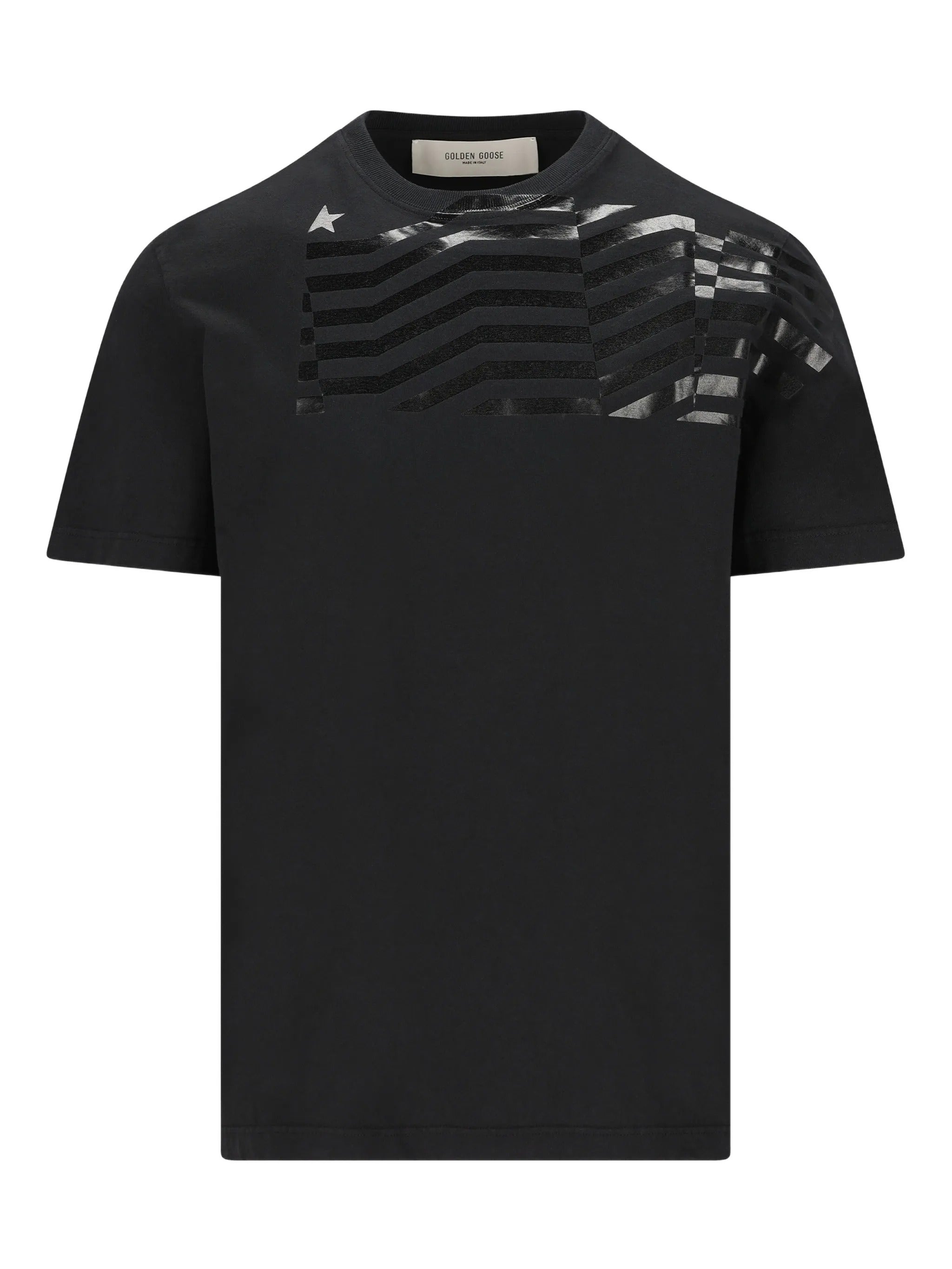 JOURNEY UNISEX T-SHIRT REGULAR DYED GAUZE COTTON JERSEY WITH FLAG PRINT