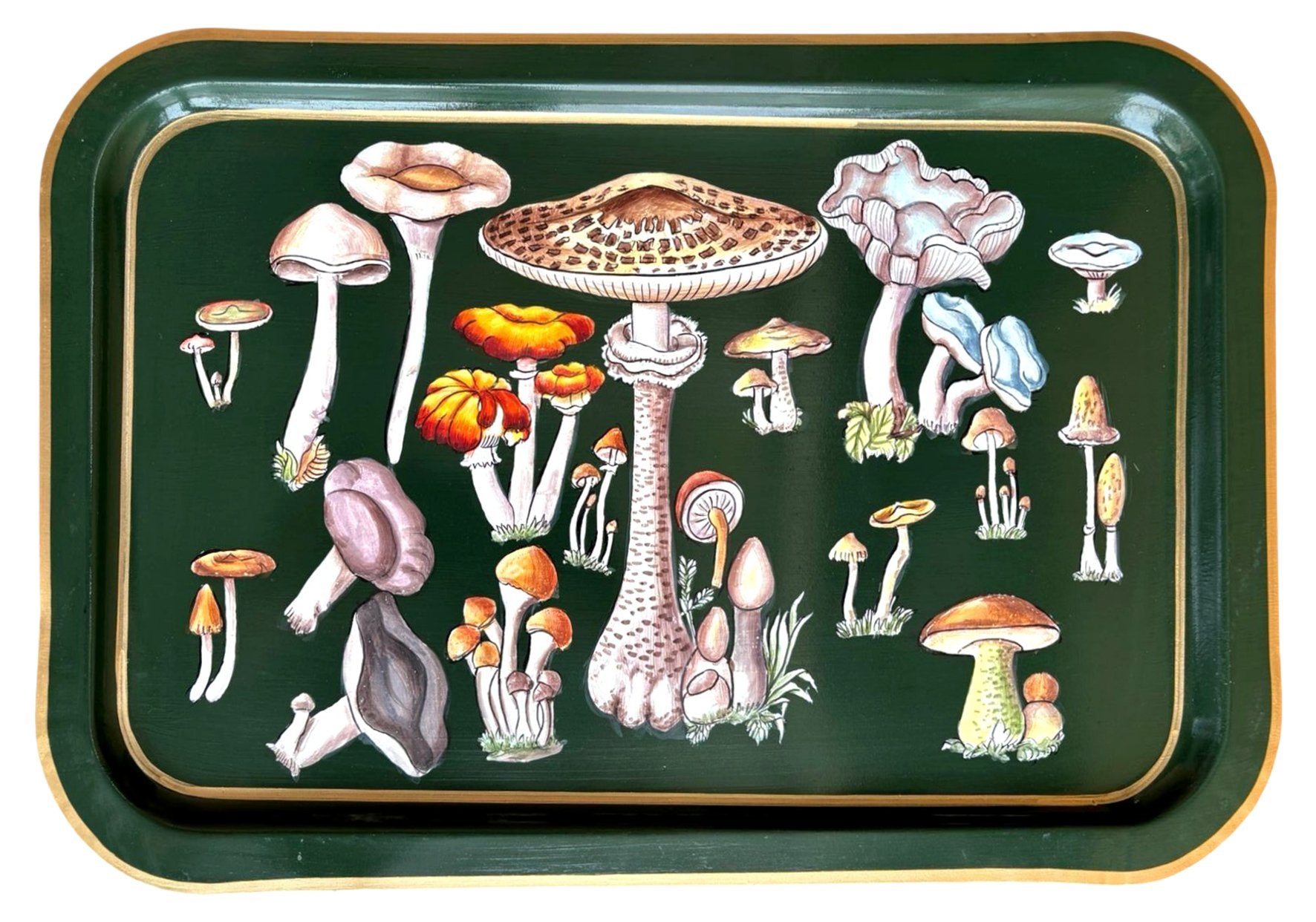 FLAT RECTANGULAR IRON TRAY-MUSHROOMS