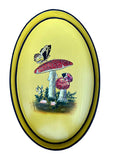 FLORA HAND-PAINTED IRON TRAY- MUSHROOMS YELLOW