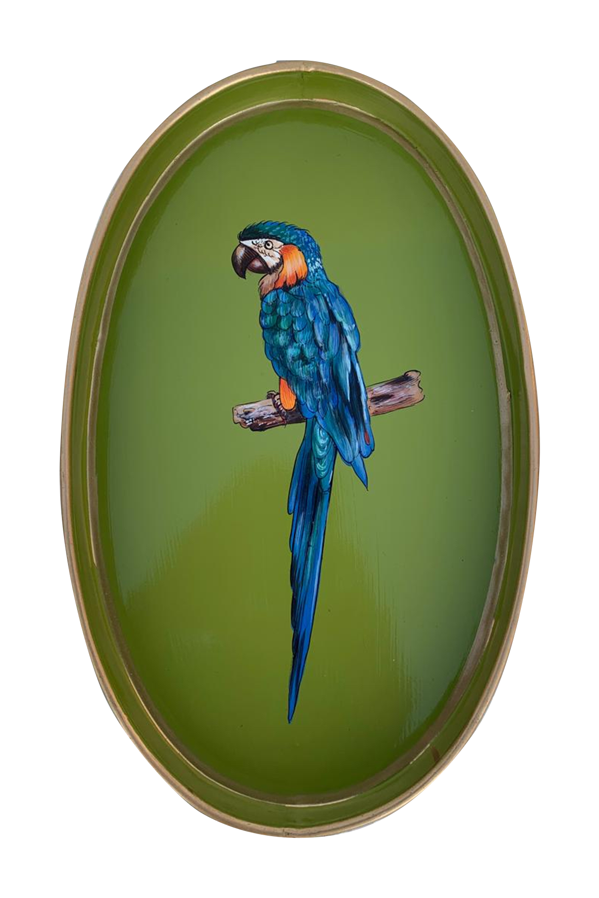 FAUNA HAND-PAINTED IRON TRAY-PARROT